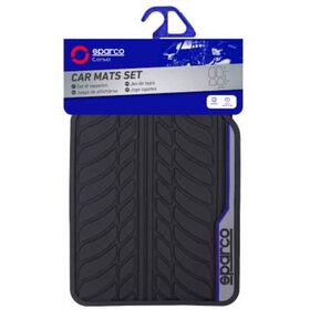 Conjunto 4 Tapetes Borracha Preto/Azul Sparco 4 Un