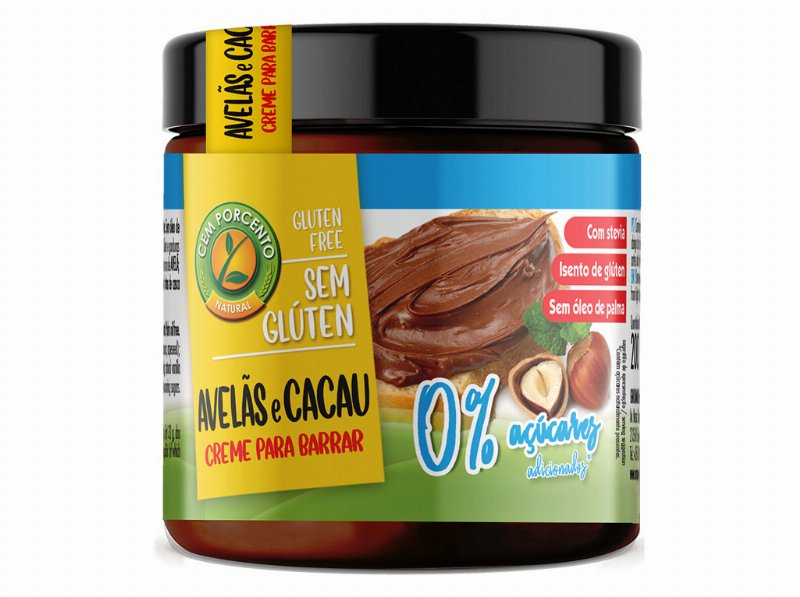 Creme Cem Porcento Avelã Cacau Sem Açúcar 200 g