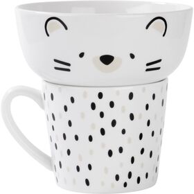 Conjunto Caneca 370 ml E Taça 520 ml Gato Pintas Kasa