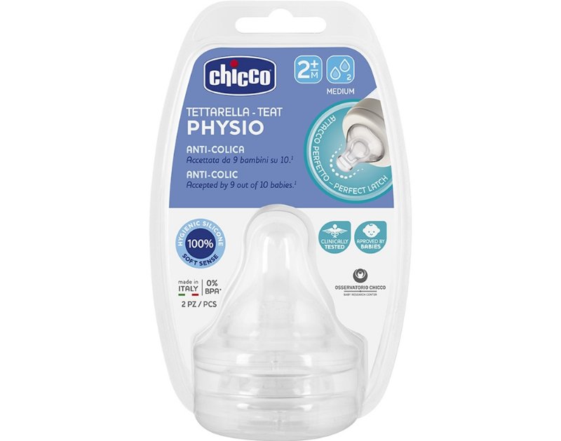 Tetina Chicco P5 Silicone Fluxo Regulavel 2M+ 2Un