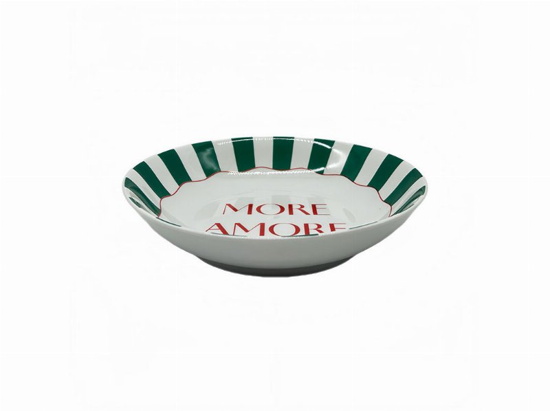 Prato Sopa Actuel Porcela Risca Verde 20Cm