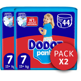 Fraldas Cueca Pants +15 kg T7 Dodot 88 Un (2 X 44 Un)