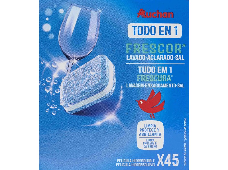 Det. Loiça Máq. Auchan Pastilha Tudoem1 Frescura 45Un