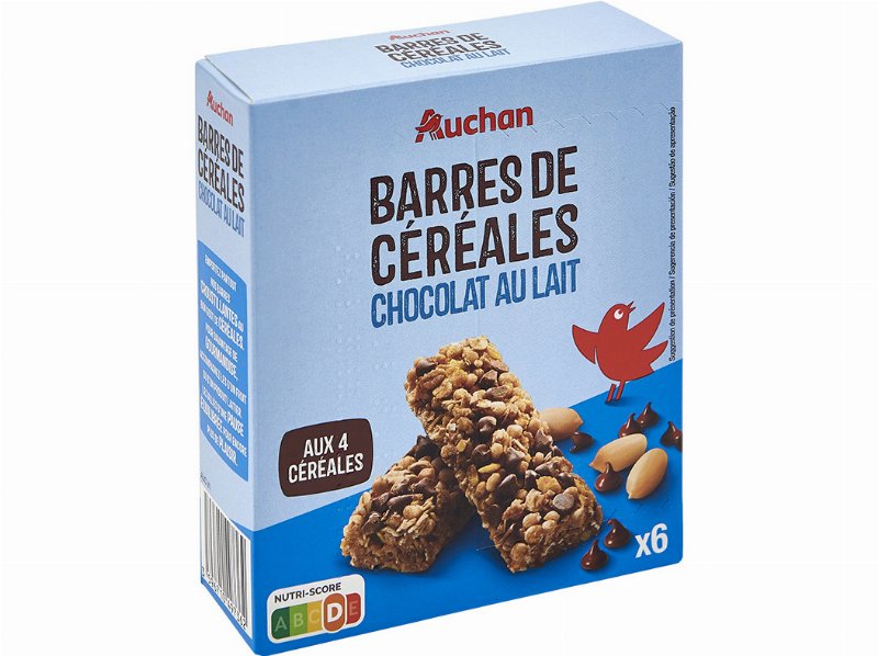 Barras Cereais Auchan C/Chocolate Leite 6 Un 126 g