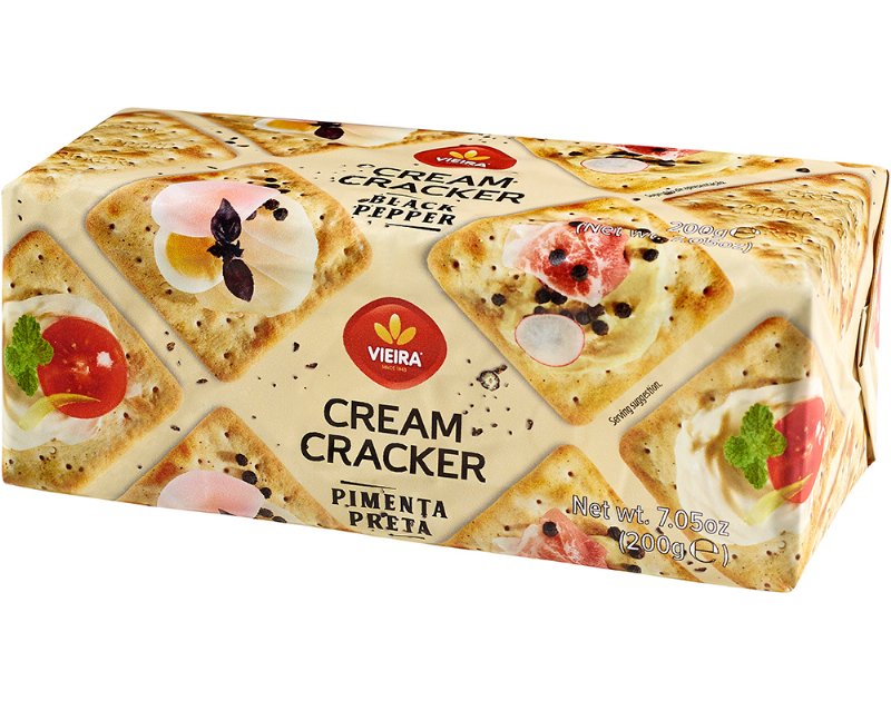Cream Cracker Vieira Pimenta Preta 200 g