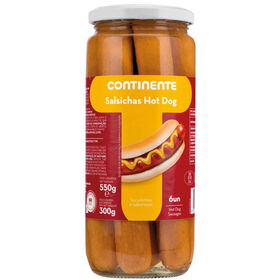 Salsichas Hot Dog Frasco 6 Un Sem Glúten Continente 540 gr (Peso Escorrido 300 gr)