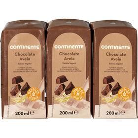 Bebida Vegetal De Aveia Chocolate Continente 3 X 200 ml