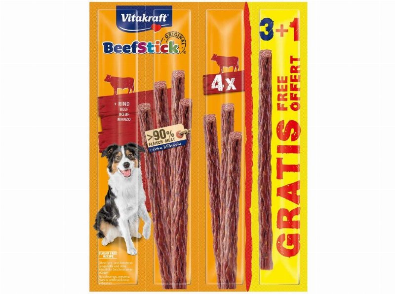 Snacks Para Cão Beef Stick Vitakraft Vaca 3+1 Unidades