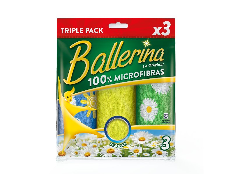 Pano Ballerina Microfibras Flores Pack 3