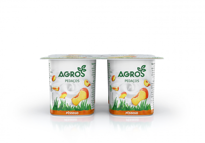 Iogurte Pedaços De Pêssego Pack 4 Agros 4x0.12Kg