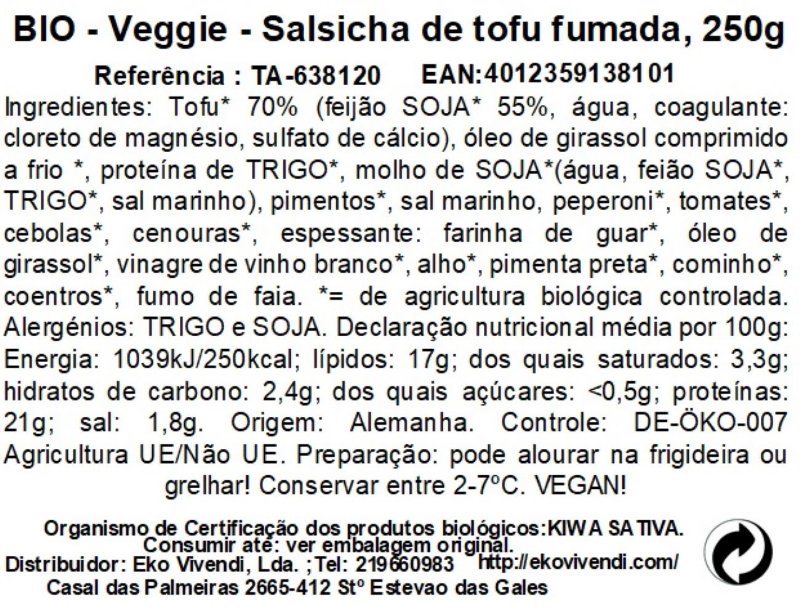Salsicha Tofu Taifun Barbecue Bio 250 g
