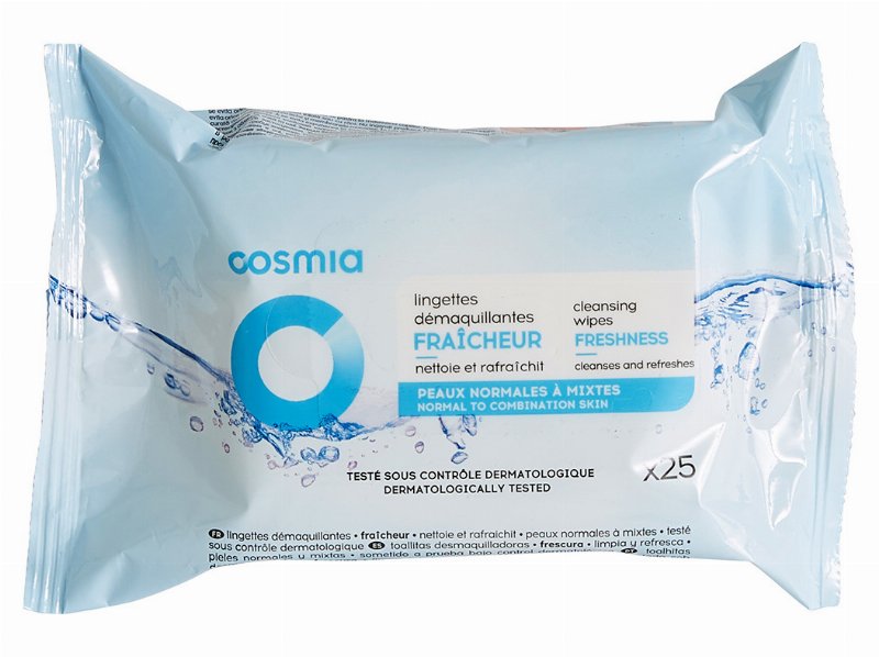Toalhitas Cosmia Desmaquilhantes Frescura Peles Normais Ou Mistas 25Un