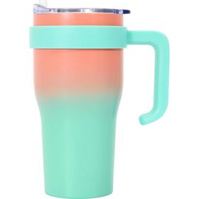 Caneca Térmica 600 ml Laranja E Verde Aço Inoxidável Kasa