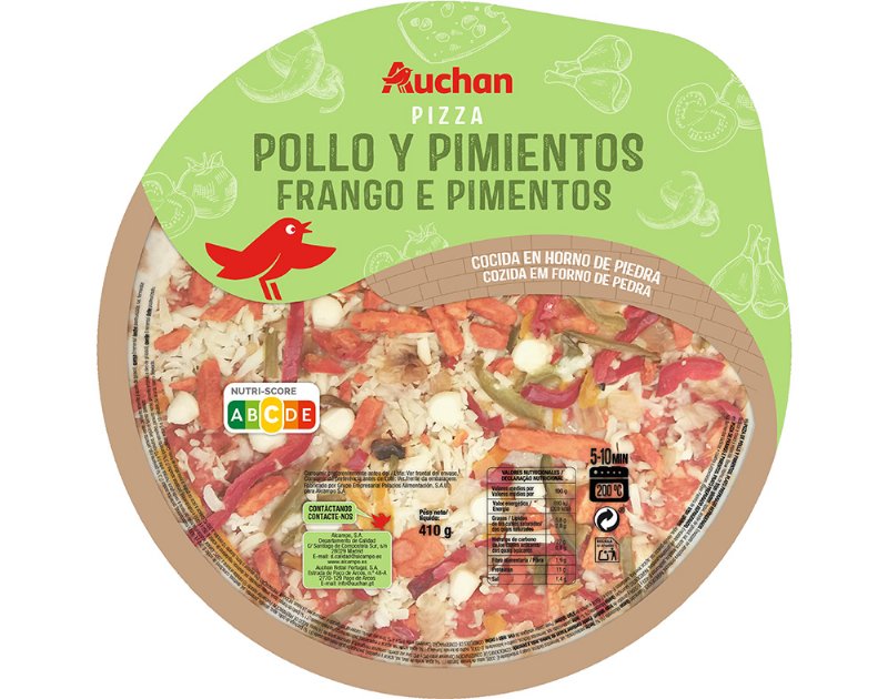 Pizza Frango E Pimentos Auchan 410 g