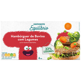 Hambúrguer De Bovino Com Legumes Continente Equilíbrio 360 gr (6 Un)
