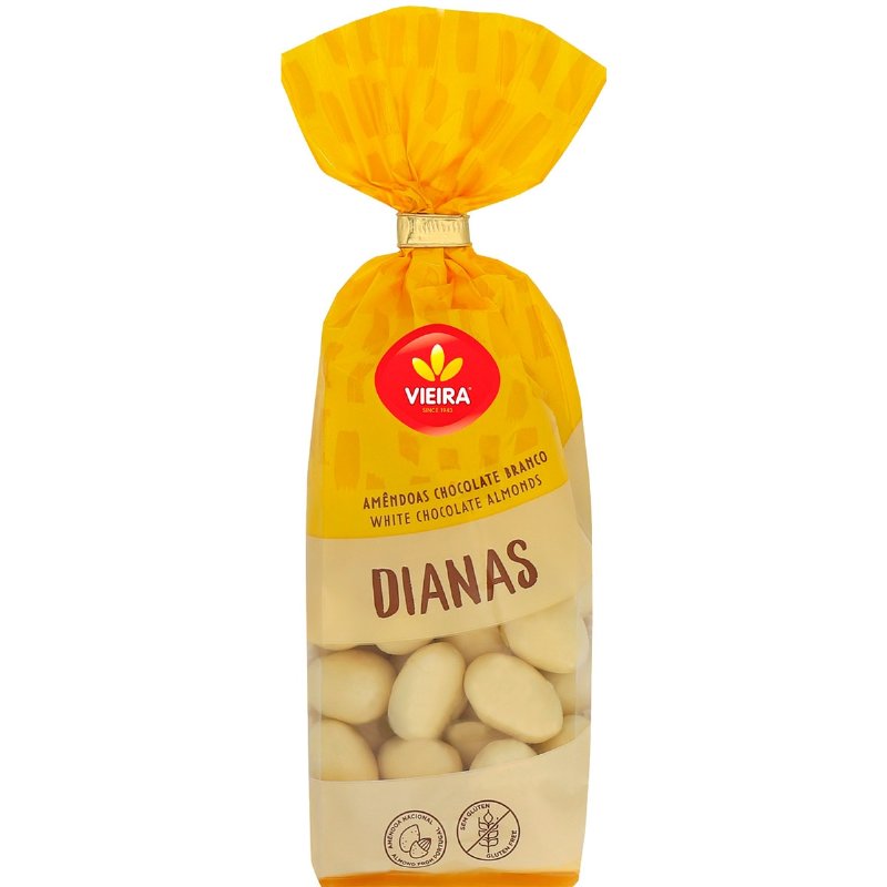 Amêndoas Dianas Cobertas De Chocolate Branco 180 g