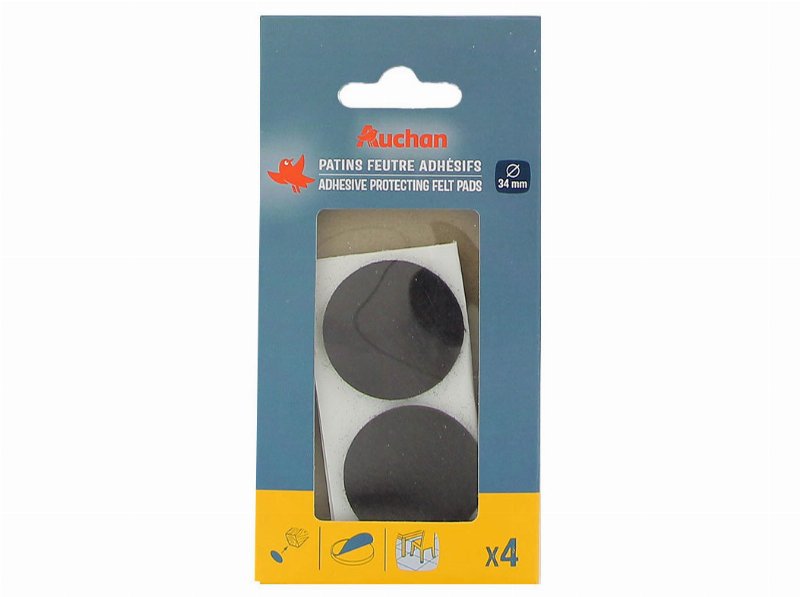 Feltros Protectores Auchan Castanhos Adesivos 4 Peças 34Mm