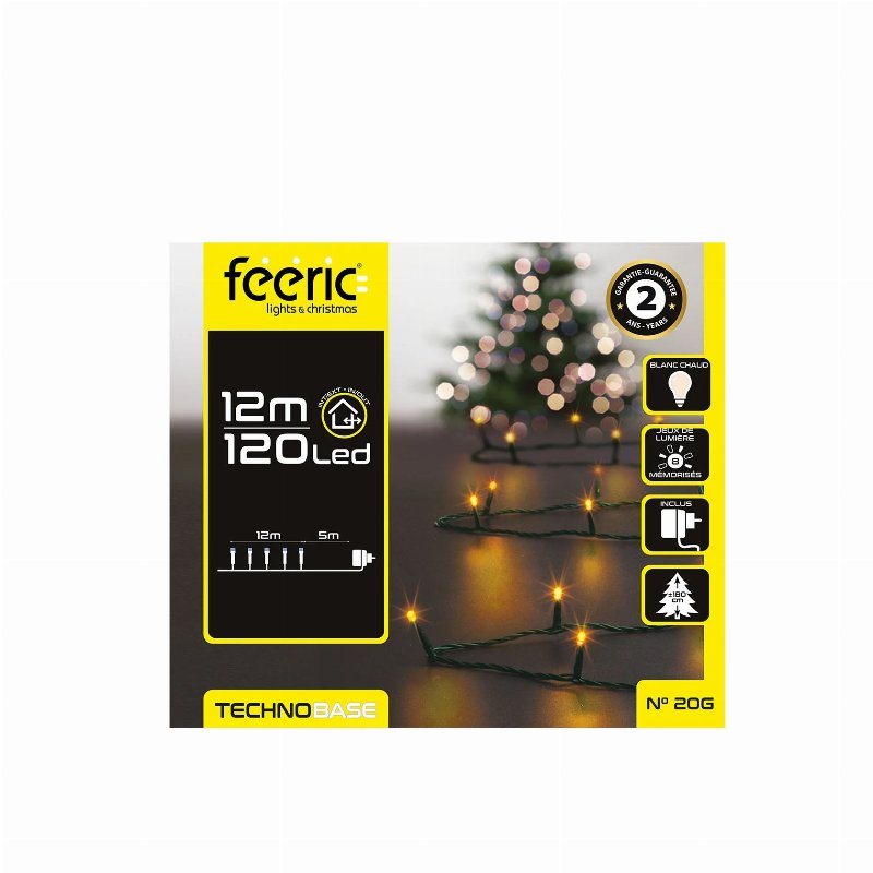 Hkh Luzes De Natal Branco Quente Para Exterior 8 Funções 120 Led 12 M