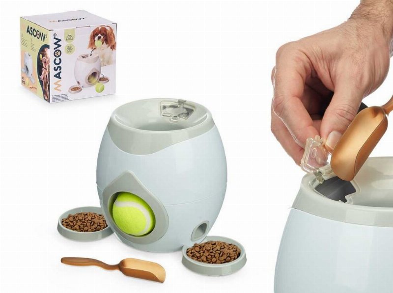 Lançador Bolas Mascow C/Dispensador Comida