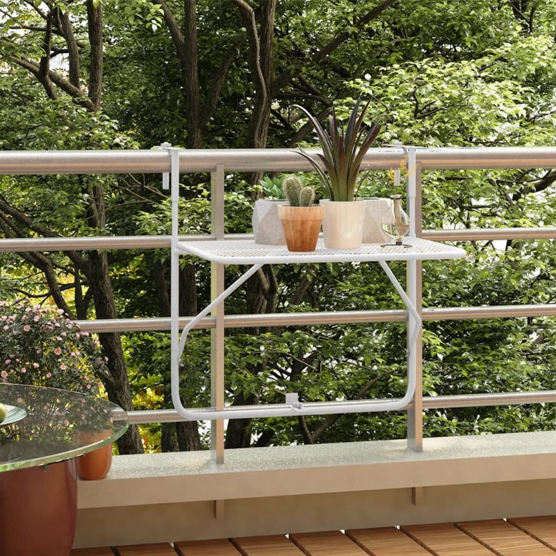 Hkh Mesa Para Varanda 60X40 Cm Aço - Branco