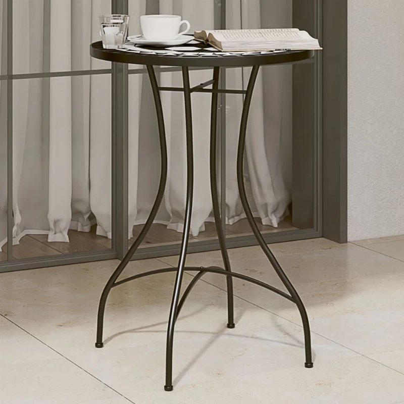 Hkh Mesa De Bistrô Em Mosaico Ã˜ Cerâmica E Branco - Preto