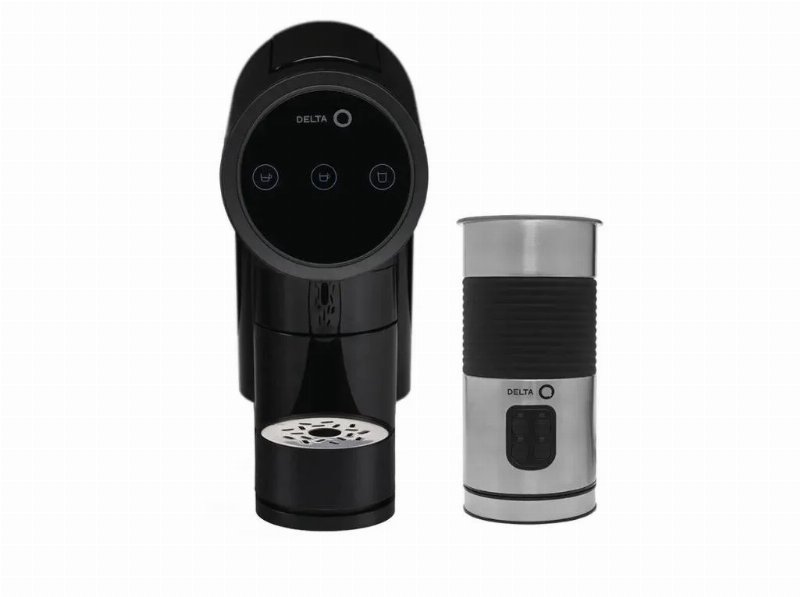 Kit Máquina De Café De Cápsulas Delta Q Iconic 1200W 19 Bar Preta + Batedor De Leite Delta Q