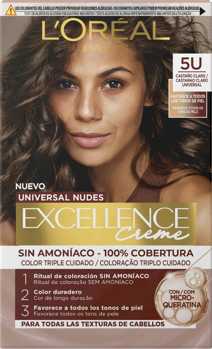 Coloração Excellence Nudes Castanho Claro 5U Excellence L'oreal Paris 1Un