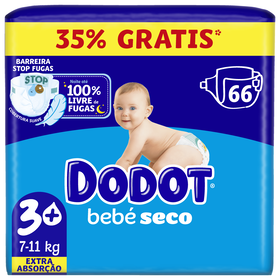 Fraldas Bebé Seco Extra 7-11 kg T3+ Dodot 66 Un