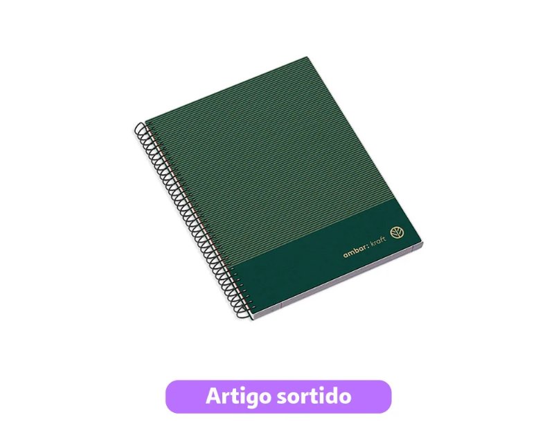 Caderno Espiral A5 Ambar Kraft Capa Dura Pautado Cores Sortidas