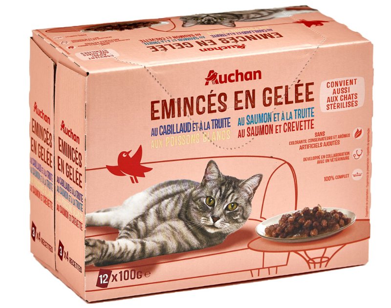Comida Húmida Para Gato Auchan Saquetas Pedaços Em Geleia Peixe 12X100 g