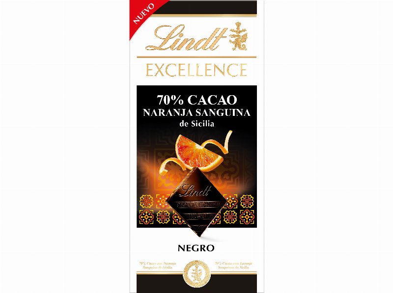 Tablete Chocolate Lindt Excellence Negro 70% Toranja Sicília 100 g