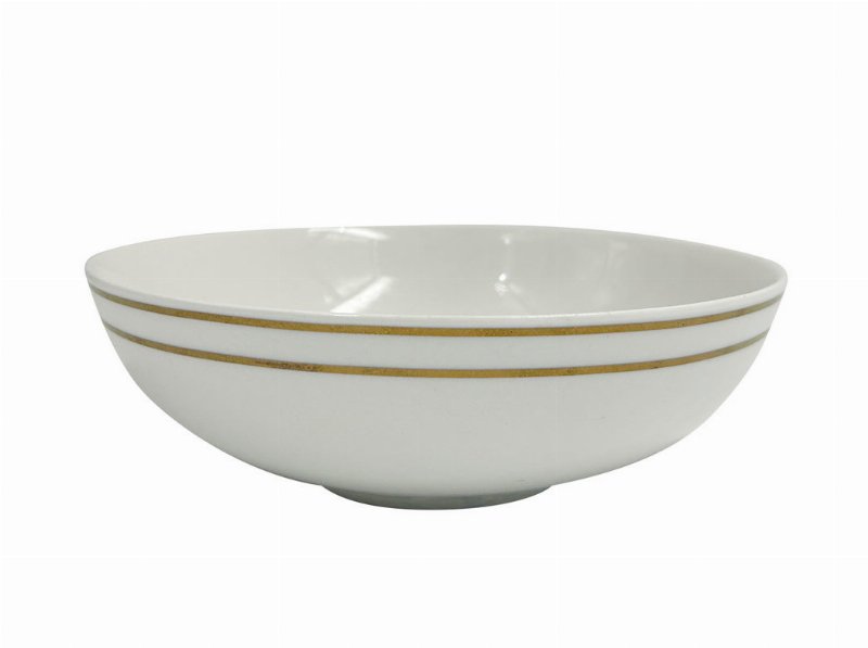 Saladeira Porcelana Actuel Riscas Dourado 120 cl 22Cm