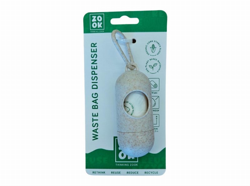 Porta-Sacos Dejetos Zook Com Recarga Base Vegetal