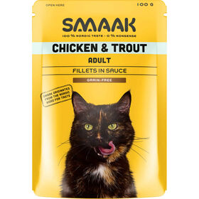 Comida Húmida Para Gato Adulto Sem Cereais Frango E Truta Saquetas Smaak 100 g