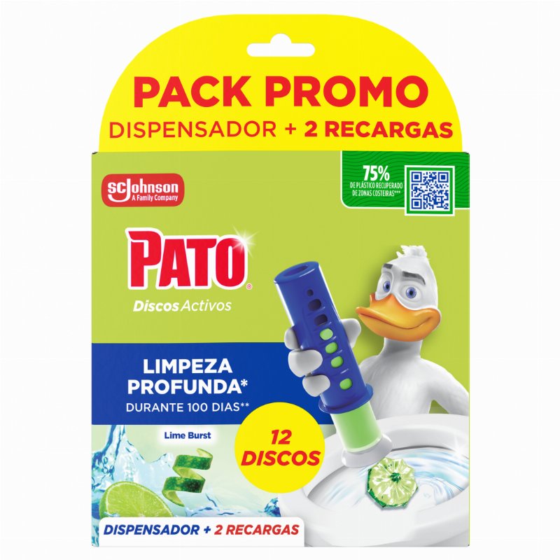 Bloco Sanitário Discos Lima Dispensador + 2 Recargas Wc Pato 2Un