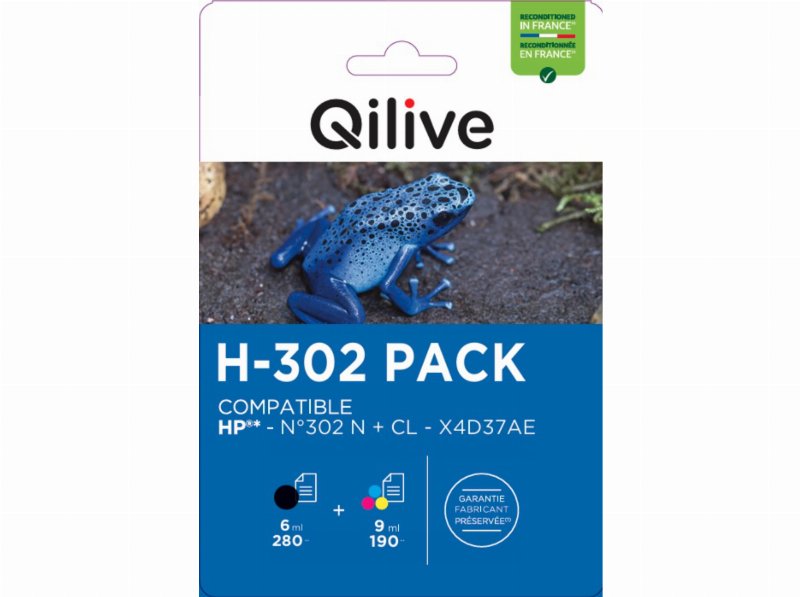 Pack Tinteiros Qilive Compatível Hp 302 Preto E Cor