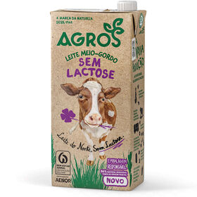 Leite Uht Meio Gordo Sem Lactose Agros 1 Lt