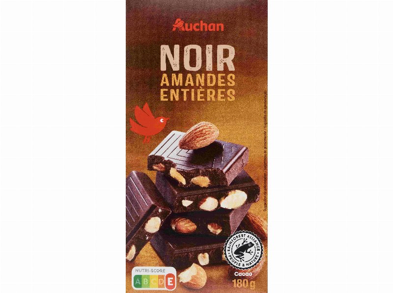 Chocolate Auchan Negro Com Amêndoa Inteiras 180 g
