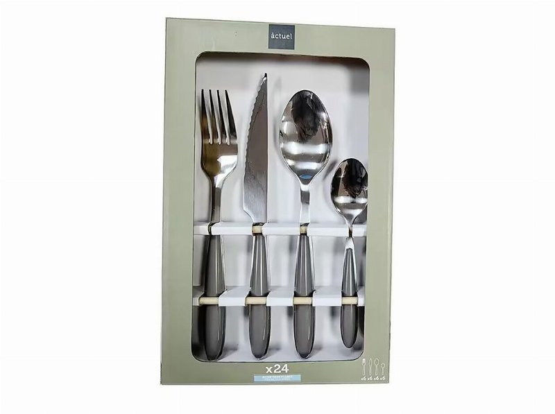 Faqueiro 24Pcs Inox Actuel Cabo Plast Cinza