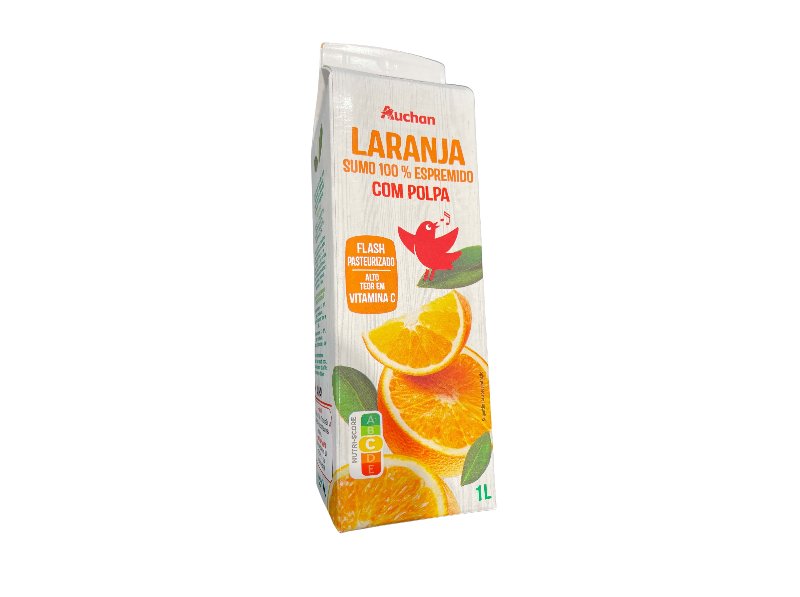 Sumo Auchan De Laranja Com Polpa 100% Espremido 1 l
