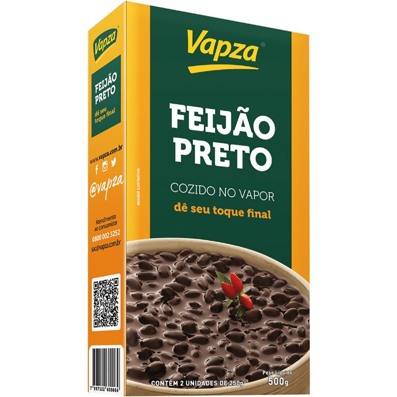 Feijão Preto Cozido No Vapor 500 g