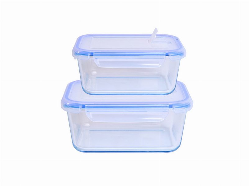 Conjunto De 2 Caixas Actuel Herméticas Rectangular De Vidro 0.9 l+1.3 l