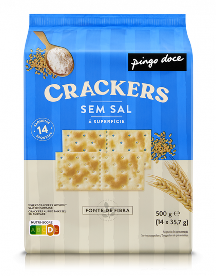 Bolachas Crackers Sem Sal Na Superfície Pingo Doce 0.5Kg