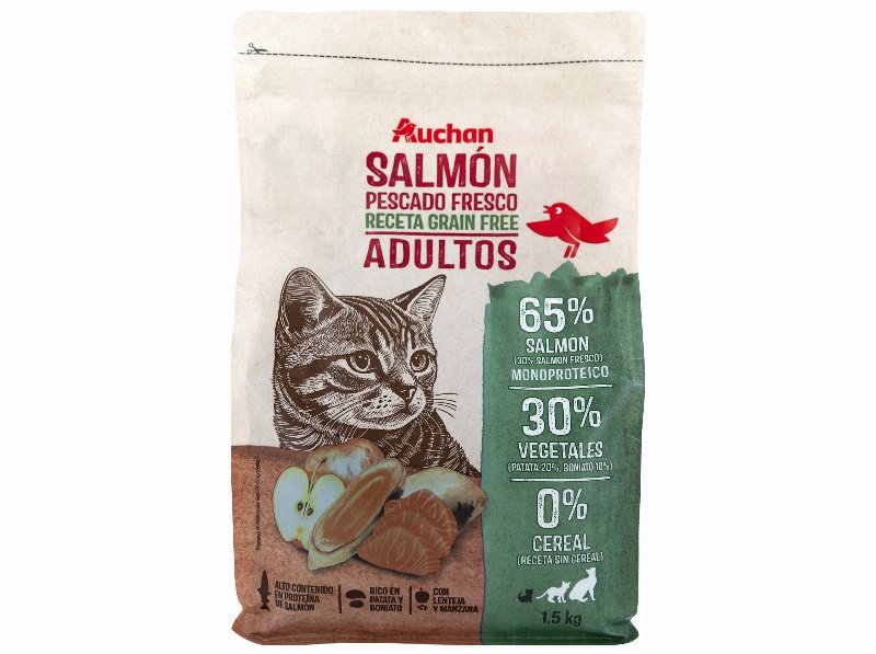 Ração Para Gato Auchan Grain Free Salmão Fresco 1.5 kg