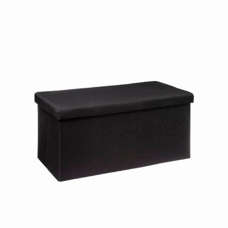 Puff Duplo Com Arrumação Preto 76 X 37,5 X 37,5 Cm