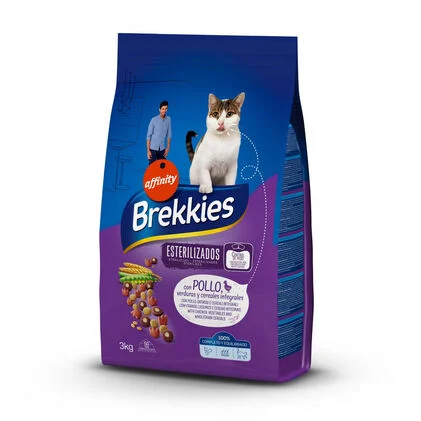 Comida Seca Para Gato Esterilizado Com Frango Affinity Brekkies 3Kg