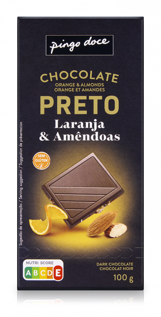 Tablete De Chocolate Preto Com Laranja E Amêndoas Pingo Doce 0.1Kg