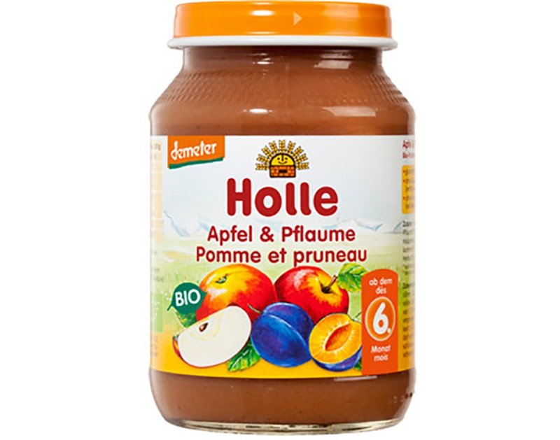Boião Bio Pure Holle Maçã E Ameixa 6M 190 g