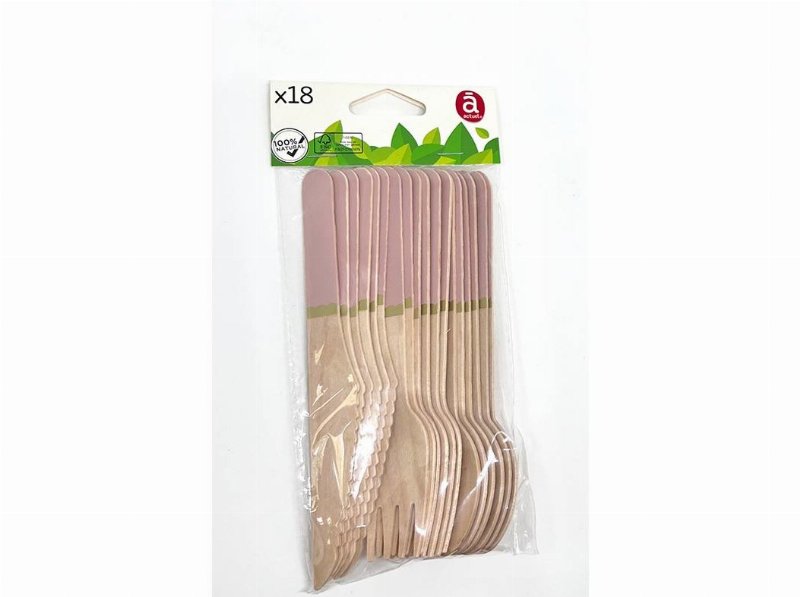 Conj Talheres Actuel Little Star Rosa Madeira 18Pcs