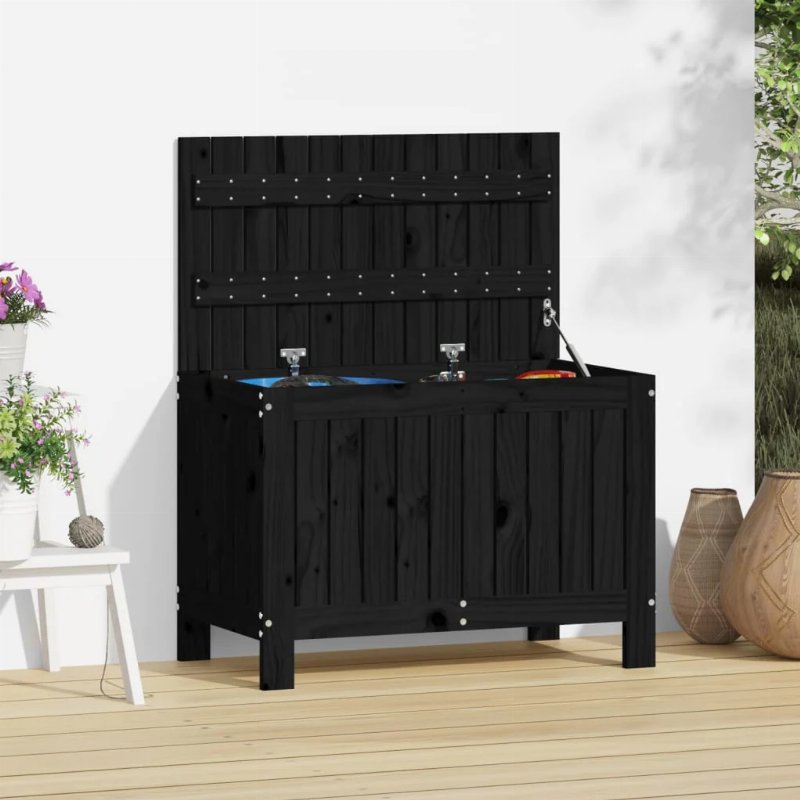 Hkh Caixa De Arrumação Jardim 76X42, Pinho Maciço - Preto